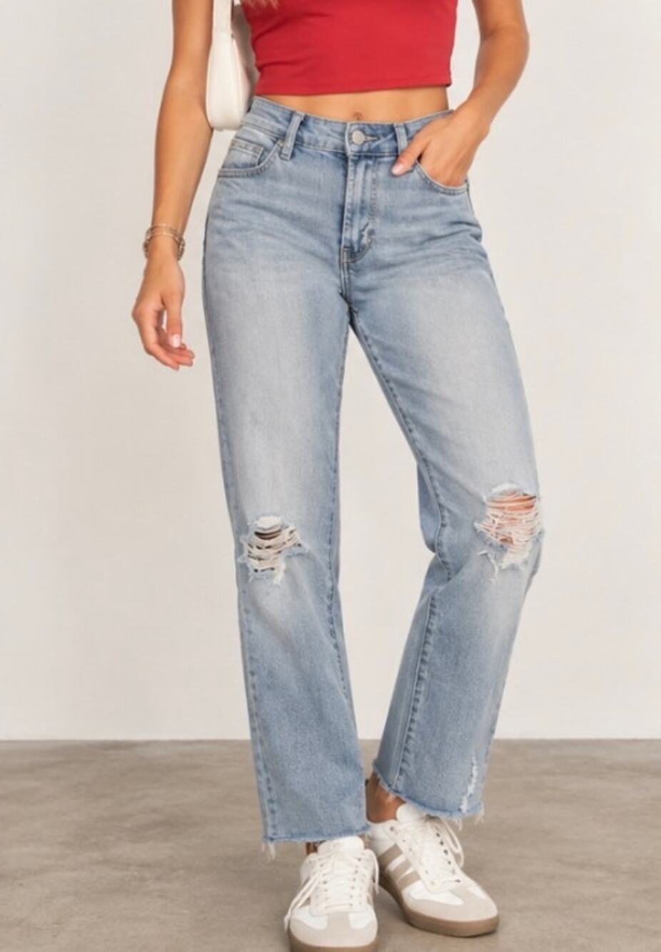 Articles of Society Light Wash Distressed Straight Leg Jeans Size 28